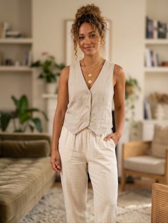 Quince Tops - Quince 100% European Flax Linen Minimalist Vest
